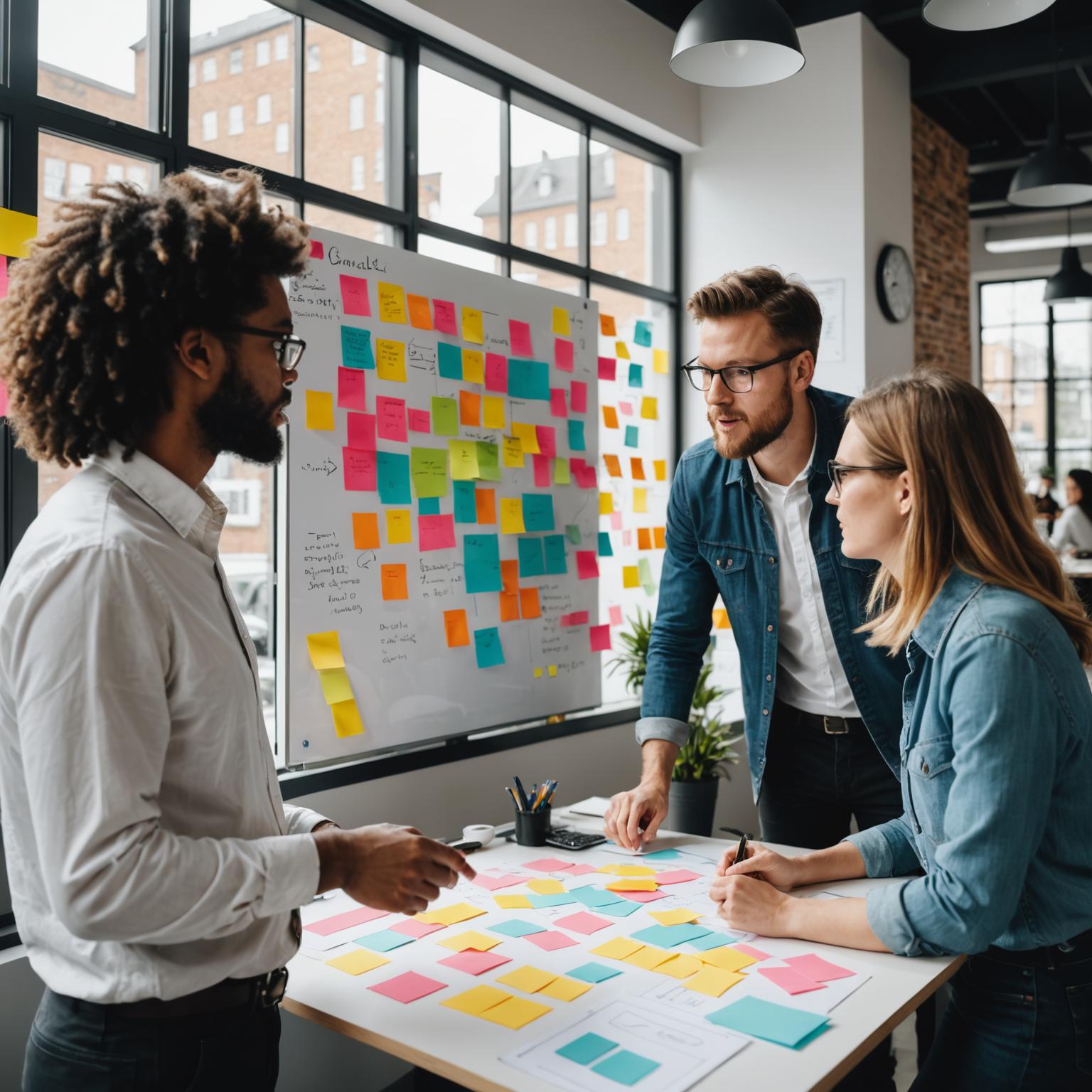 Planning a digital marketing campaign on a whiteboard